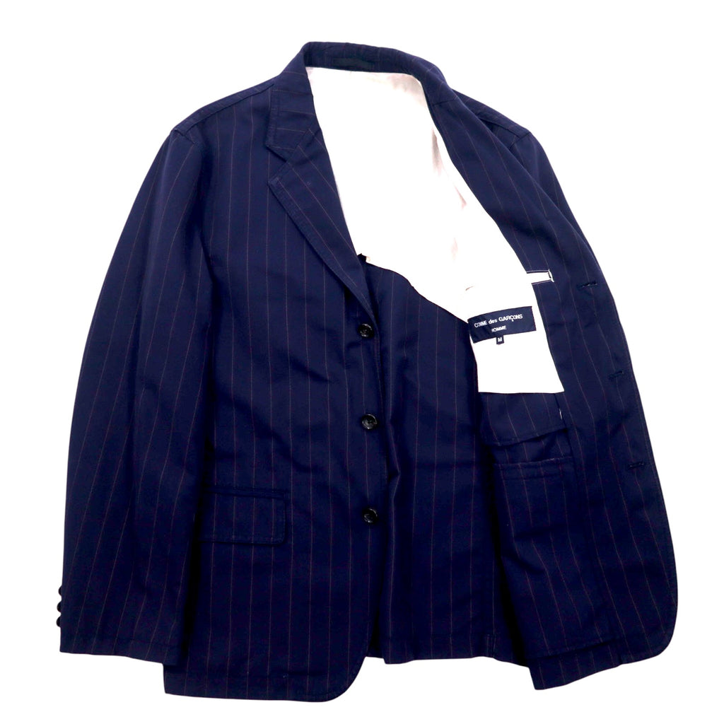 COMME des GARCONS HOMME 3B Tailored Jacket M Navy Stripe Polyester Cotton HM-J027 Made in Japan