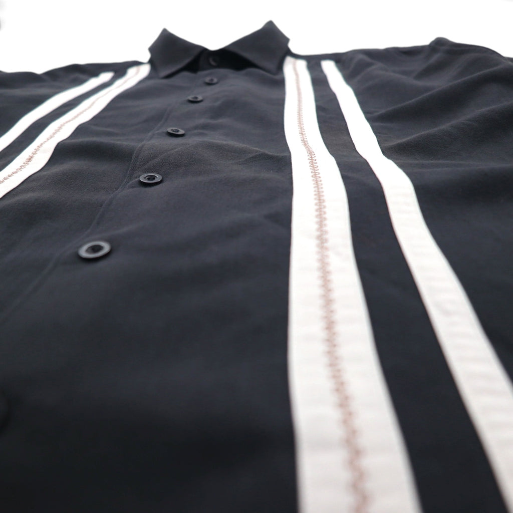 CUBAVERA Line Design Cuban Shirt, XL, Black, Rayon and Polyester