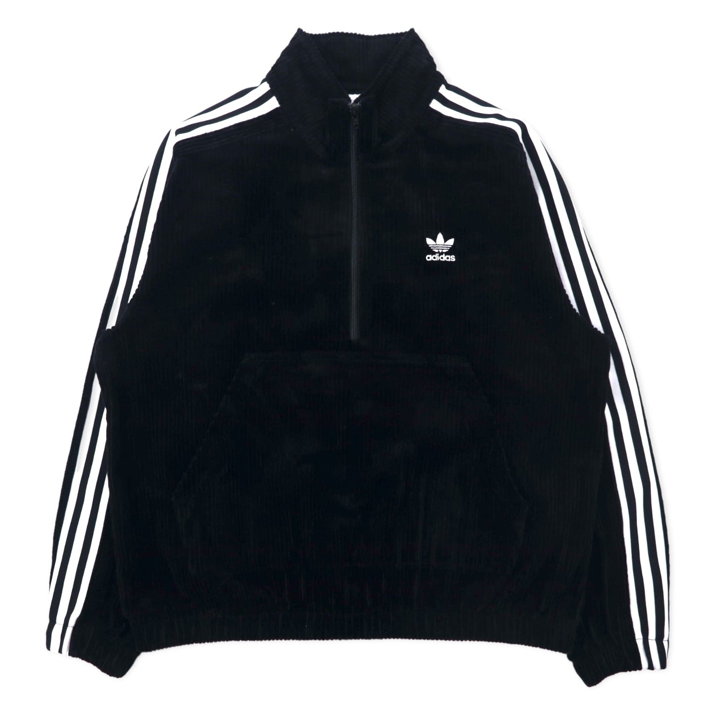 adidas originals コーデュロイ ハーフジップ トラックジャケット M ブラック コットン トレフォイルロゴ 3ストライプス CORDUROY HALF ZIP JACKET ED6129