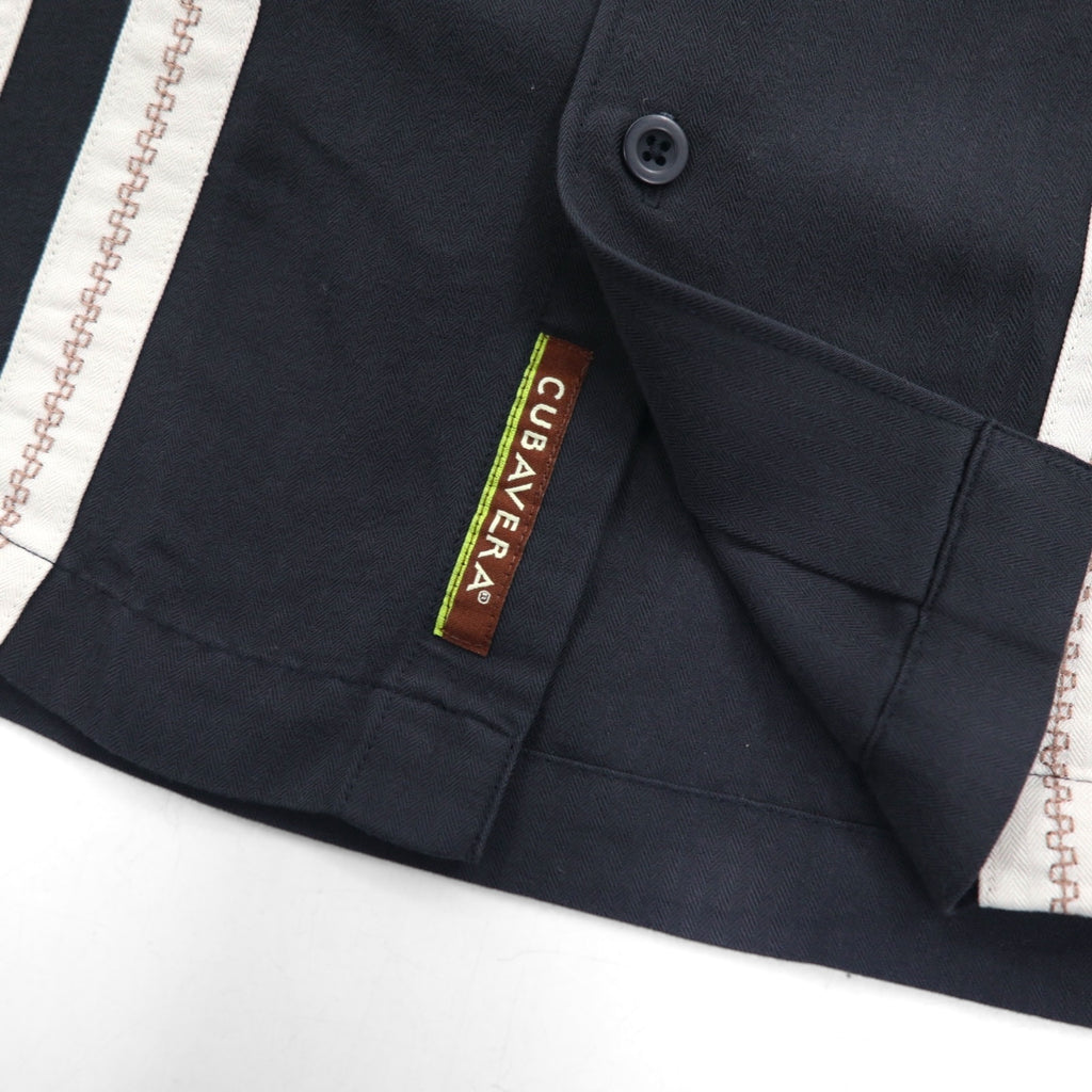 CUBAVERA Line Design Cuban Shirt, XL, Black, Rayon and Polyester
