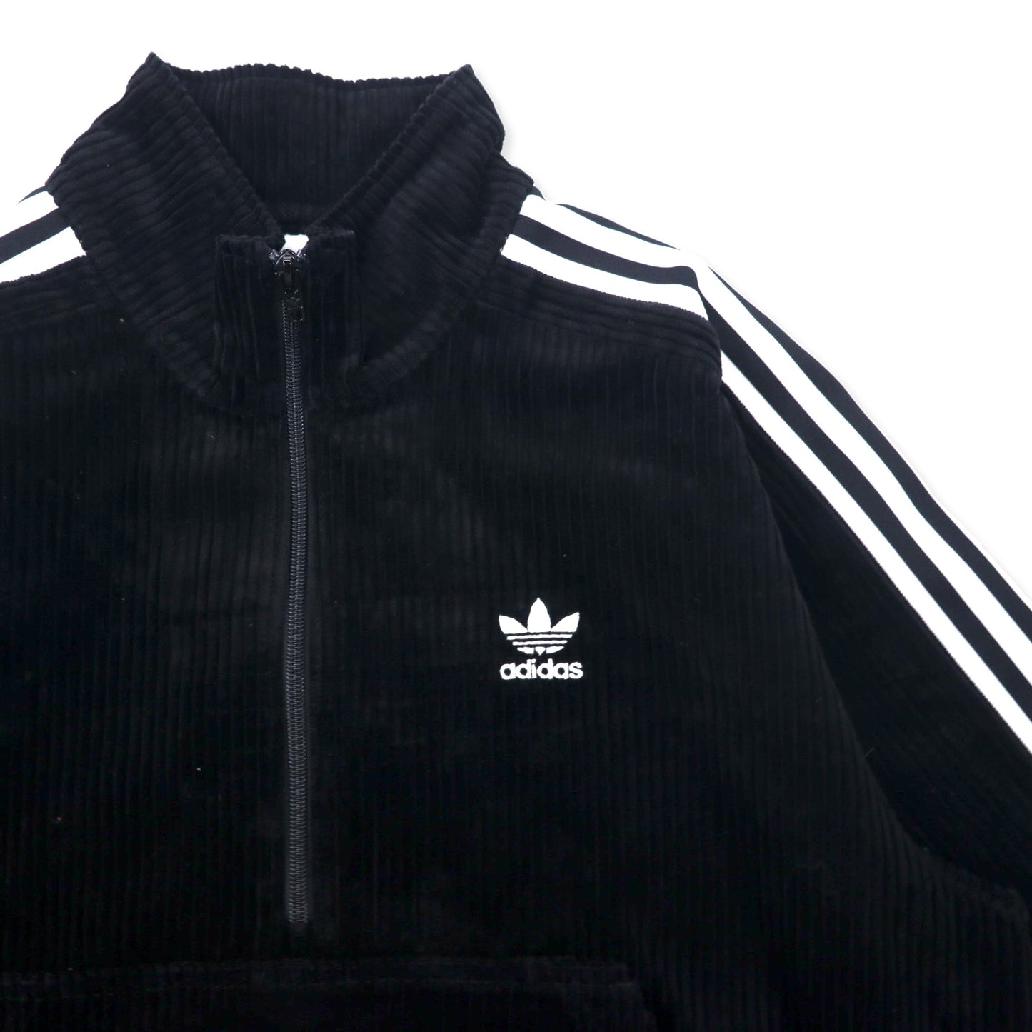 adidas originals コーデュロイ ハーフジップ トラックジャケット M ブラック コットン トレフォイルロゴ 3ストライプス CORDUROY HALF ZIP JACKET ED6129