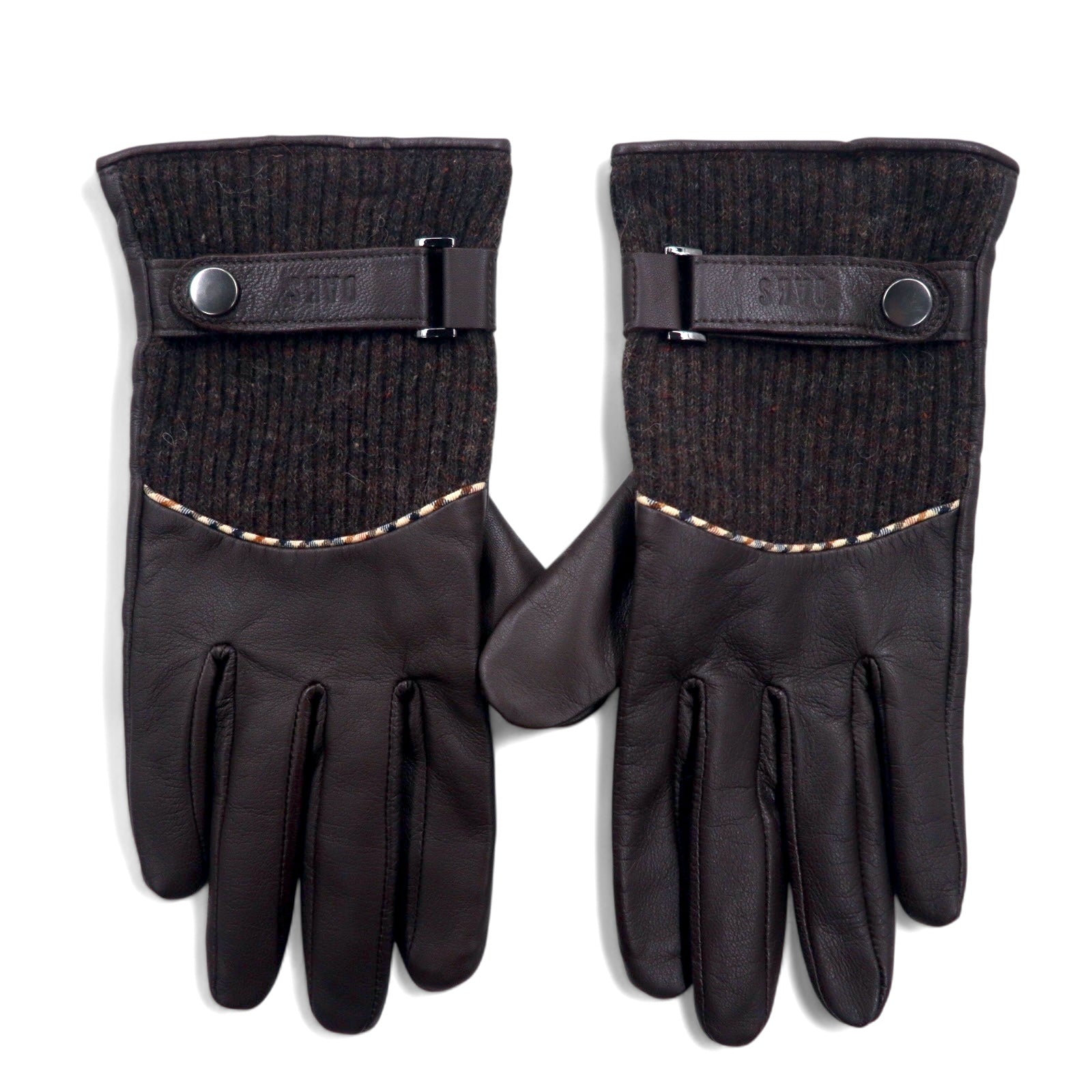 日本然リトテ-古着オンライン-DAKS レザーグローブ 手袋 ブラウン ウール ユニセックス-DAKS Leather Gloves Brown Wool Unisex
