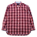 TOMMY HILFIGER Big Size Button-Down Shirt L Tricolor Red Check Cotton