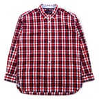 TOMMY HILFIGER Big Size Button-Down Shirt L Tricolor Red Check Cotton