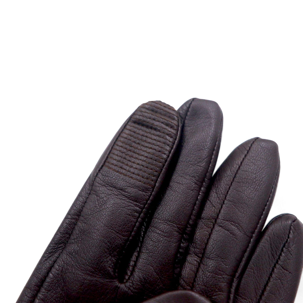 DAKS Leather Gloves, Brown, Wool, Unisex