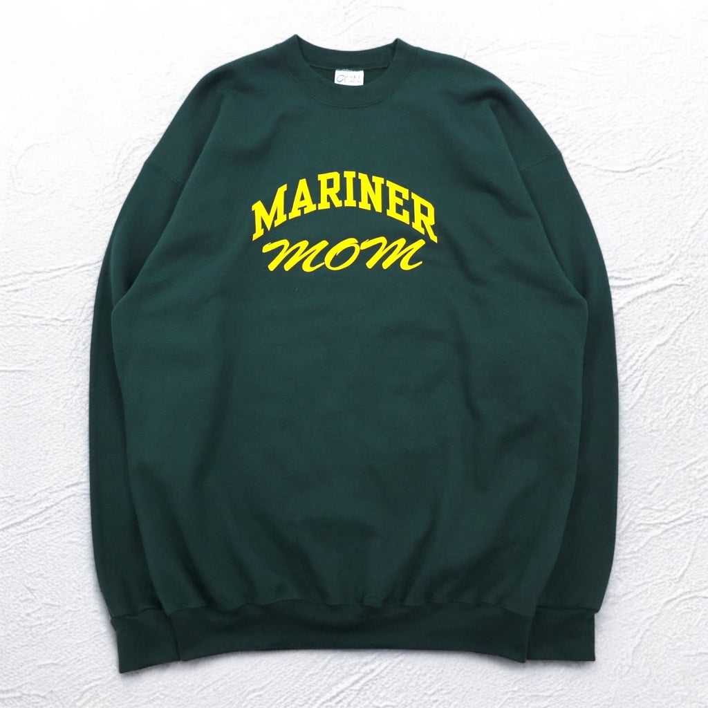 PORT &amp; COMPANY College Print Sweatshirt XL Green Fleece Lined Arch Logo MARINER Made in Honduras