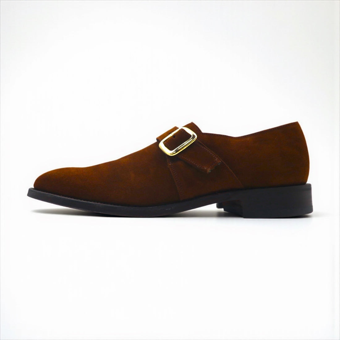 Loake British-made monk strap dress shoes, size 28cm, suede, brass buckle, R404DS, unused, Goodyear welt construction