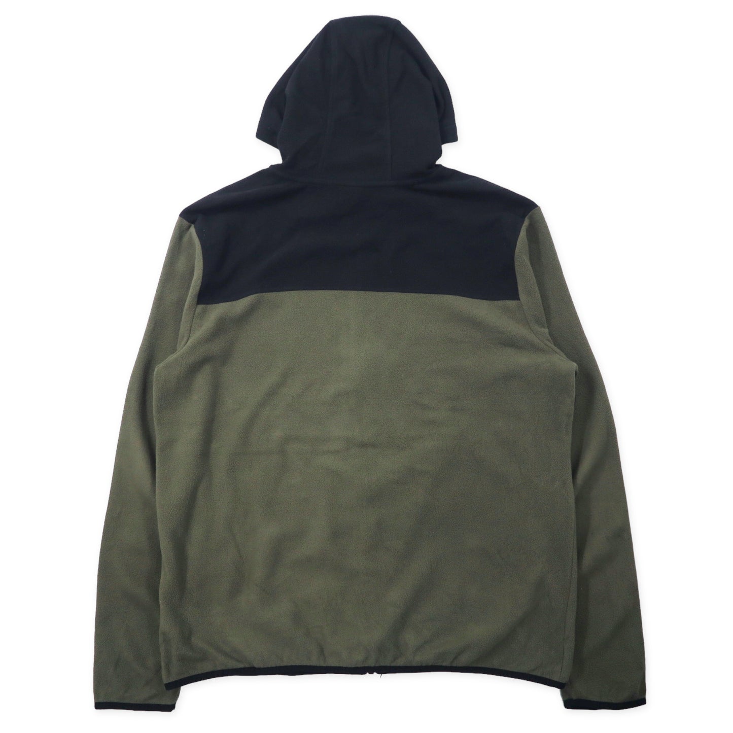 THE NORTH FACE フルジップ フリースジャケット フーディー XL ブラック カーキ ポリエステル ワンポイントロゴ刺繍