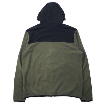 THE NORTH FACE フルジップ フリースジャケット フーディー XL ブラック カーキ ポリエステル ワンポイントロゴ刺繍
