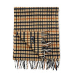 DAKS Old Cashmere Blend Scarf Beige Check Wool OMU KAWABE
