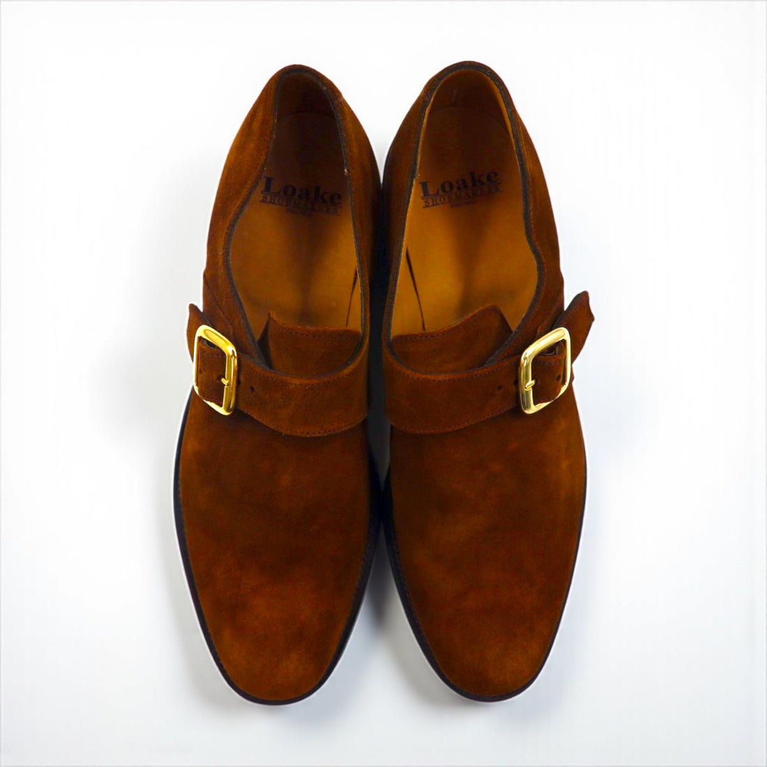 Loake British-made monk strap dress shoes, size 28cm, suede, brass buckle, R404DS, unused, Goodyear welt construction