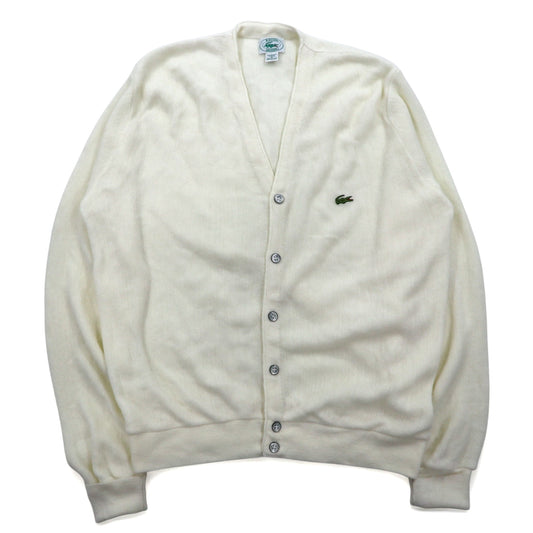 日本然リトテ-古着オンライン-IZOD LACOSTE 80年代 USA製 アクリルニット カーディガン M ホワイト-IZOD LACOSTE 80's USA Made Acrylic Knit Cardigan M White