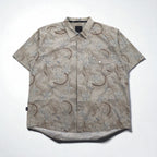Sean John 00年代 総柄 ビッグサイズ 半袖シャツ 2XL ベージュ コットン チェック 胸ポケット