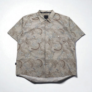 Sean John 00年代 総柄 ビッグサイズ 半袖シャツ 2XL ベージュ コットン チェック 胸ポケット