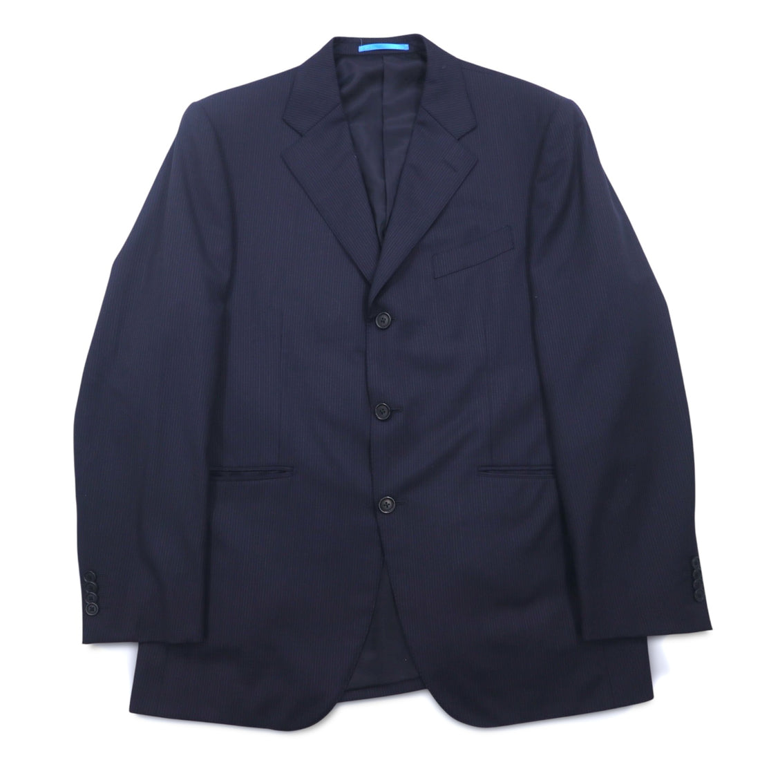 LANVIN en Bleu 3B Suit Set Up L Navy Striped Wool Made in Japan