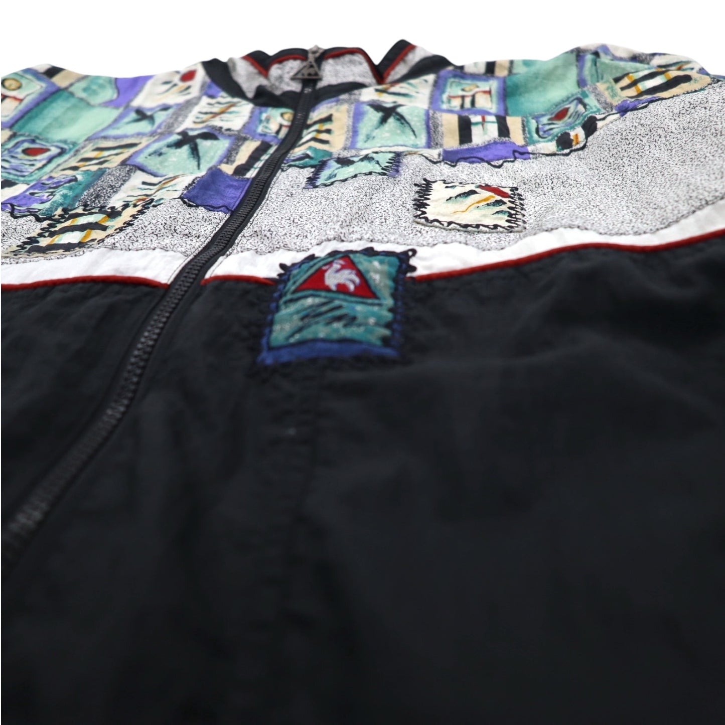 le coq sportif 90年代 総柄 ナイロンジャケット ジャージ L マルチカラー ブラック
