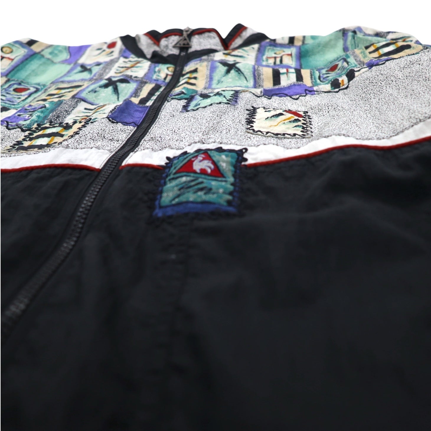 le coq sportif 90年代 総柄 ナイロンジャケット ジャージ L マルチカラー ブラック