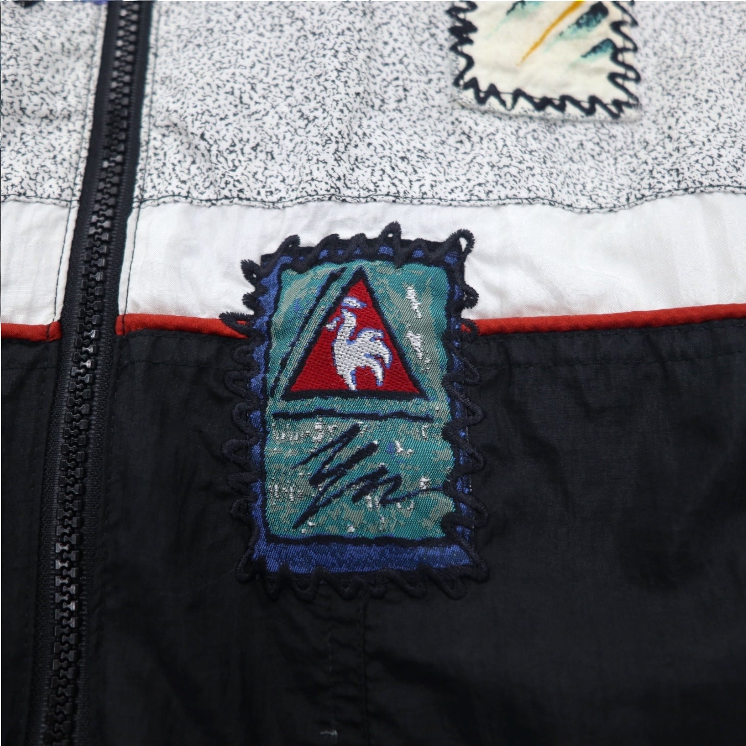 le coq sportif 90年代 総柄 ナイロンジャケット ジャージ L マルチカラー ブラック