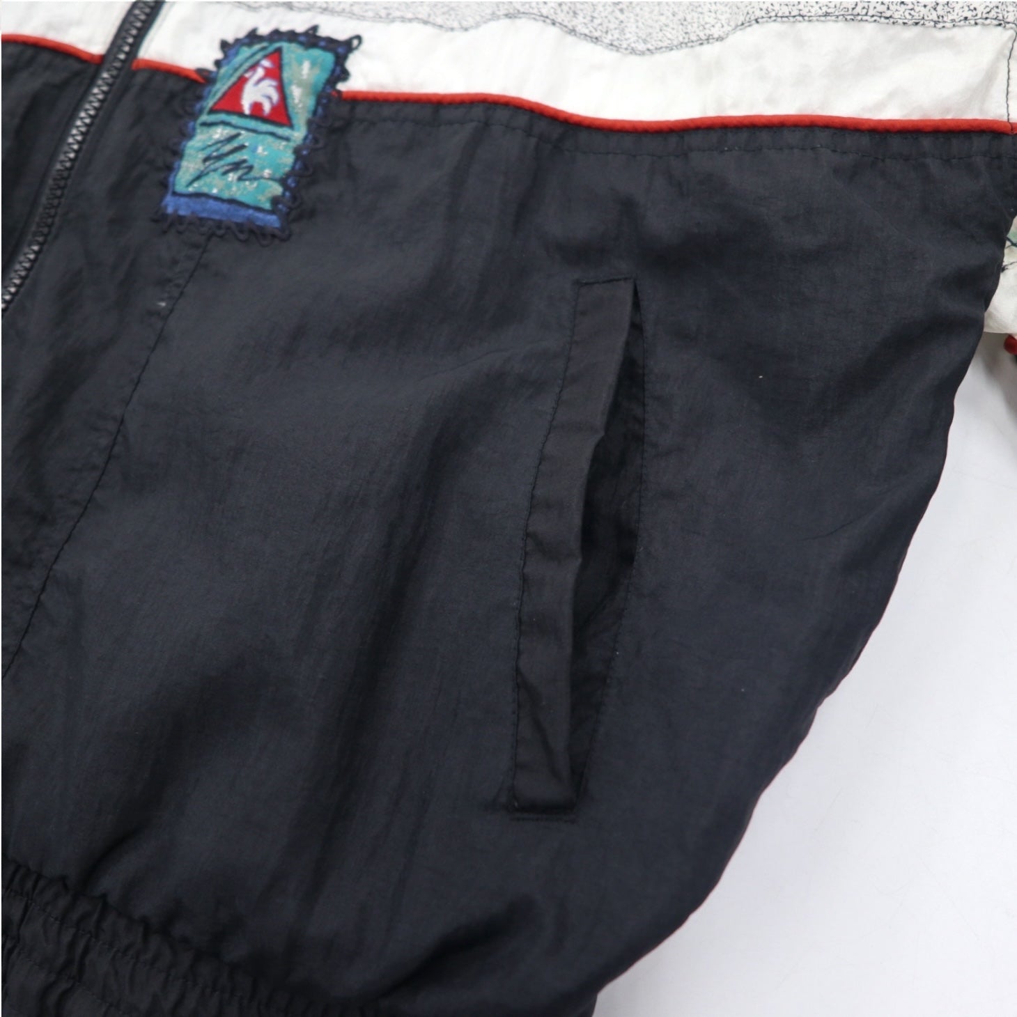 le coq sportif 90年代 総柄 ナイロンジャケット ジャージ L マルチカラー ブラック
