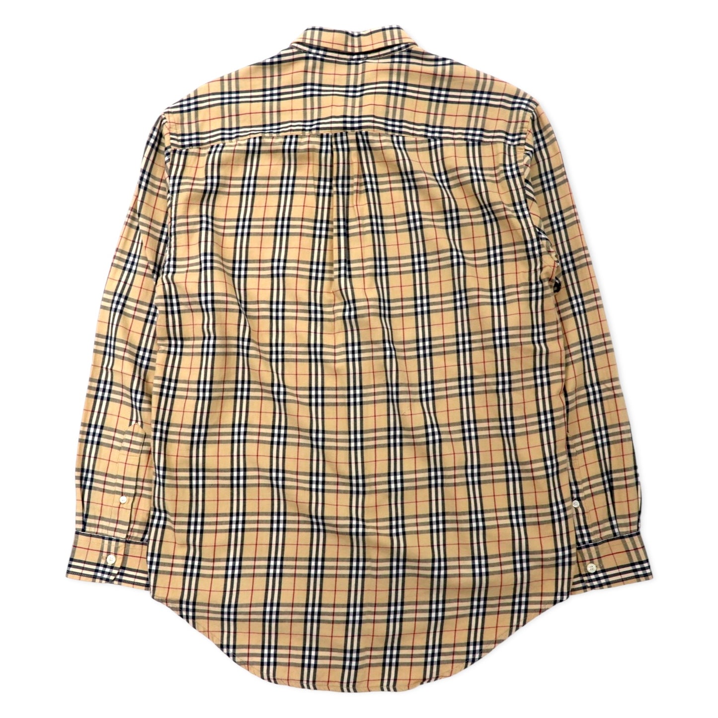BURBERRY グレンチェック ボタンダウンシャツ XL ベージュ コットン ワンポイントロゴ刺繍