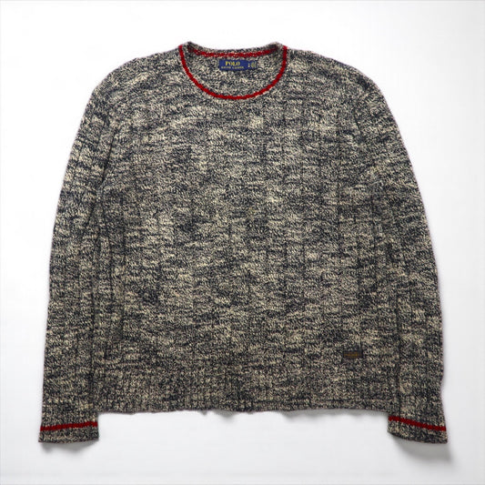 Polo Ralph Lauren ローゲージ ニット クルーネック セーター L ミックス グレー コットン