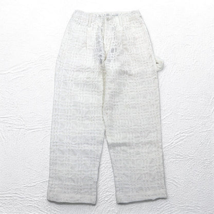 Leh 24AW コットンスモーキング Smocking One Tuck Slacks ペインターパンツ M ホワイト 刺繍 1033