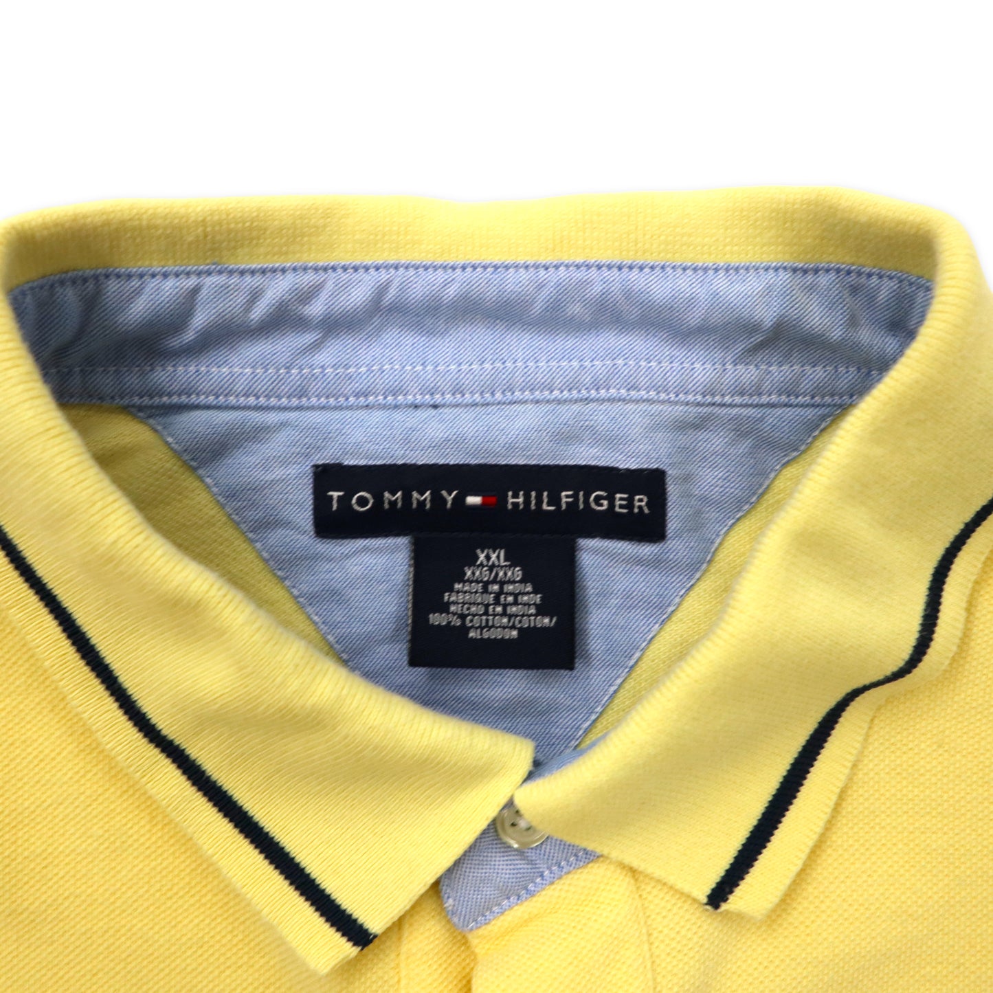 TOMMY HILFIGER ポロシャツ XXL イエロー コットン ワンポイントロゴ ビッグサイズ