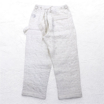 Leh 24AW コットンスモーキング Smocking One Tuck Slacks ペインターパンツ M ホワイト 刺繍 1033