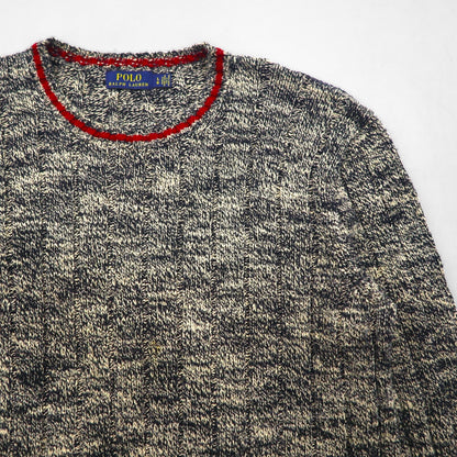 Polo Ralph Lauren ローゲージ ニット クルーネック セーター L ミックス グレー コットン