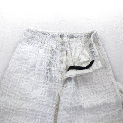 Leh 24AW コットンスモーキング Smocking One Tuck Slacks ペインターパンツ M ホワイト 刺繍 1033