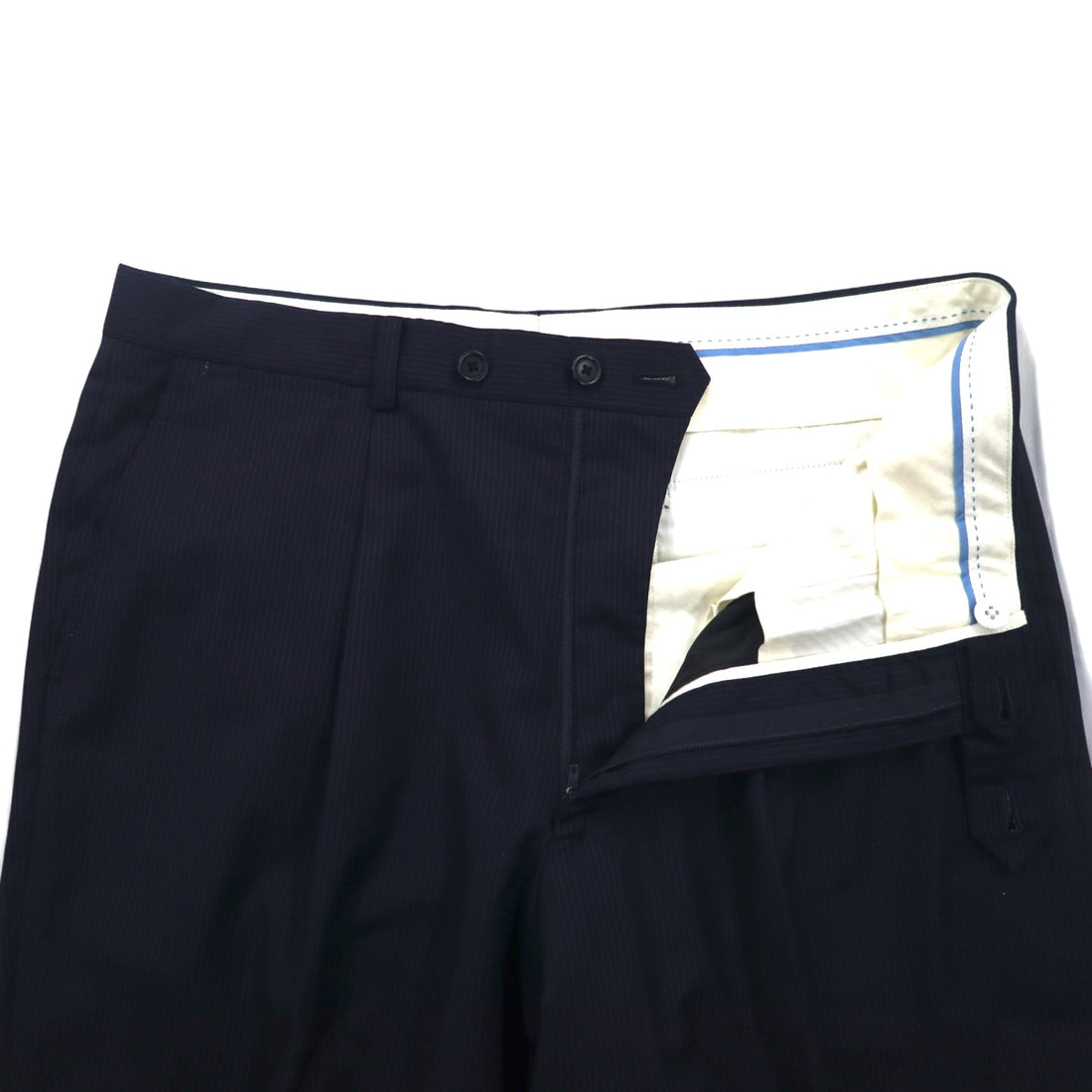 LANVIN en Bleu 3B Suit Set Up L Navy Striped Wool Made in Japan