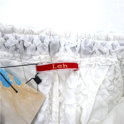 Leh 24AW コットンスモーキング Smocking One Tuck Slacks ペインターパンツ M ホワイト 刺繍 1033