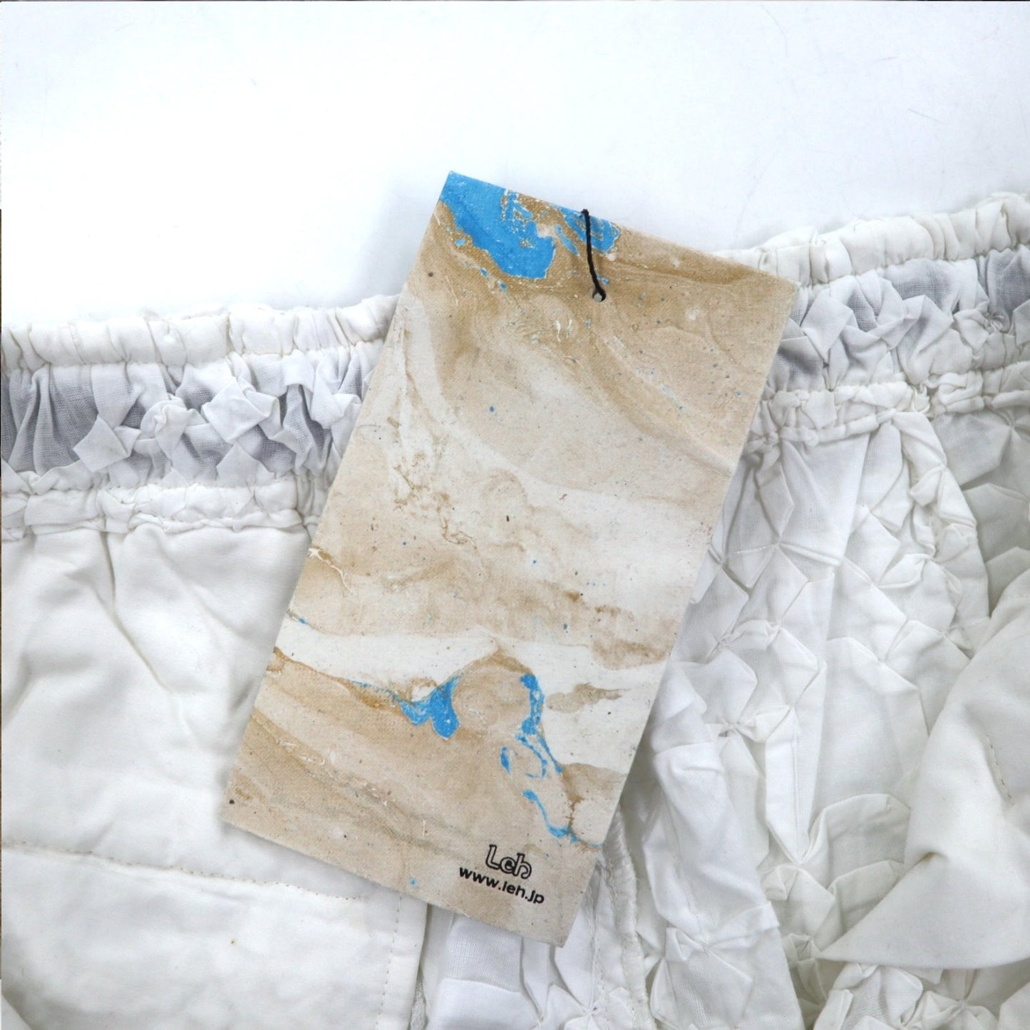 Leh 24AW コットンスモーキング Smocking One Tuck Slacks ペインターパンツ M ホワイト 刺繍 1033