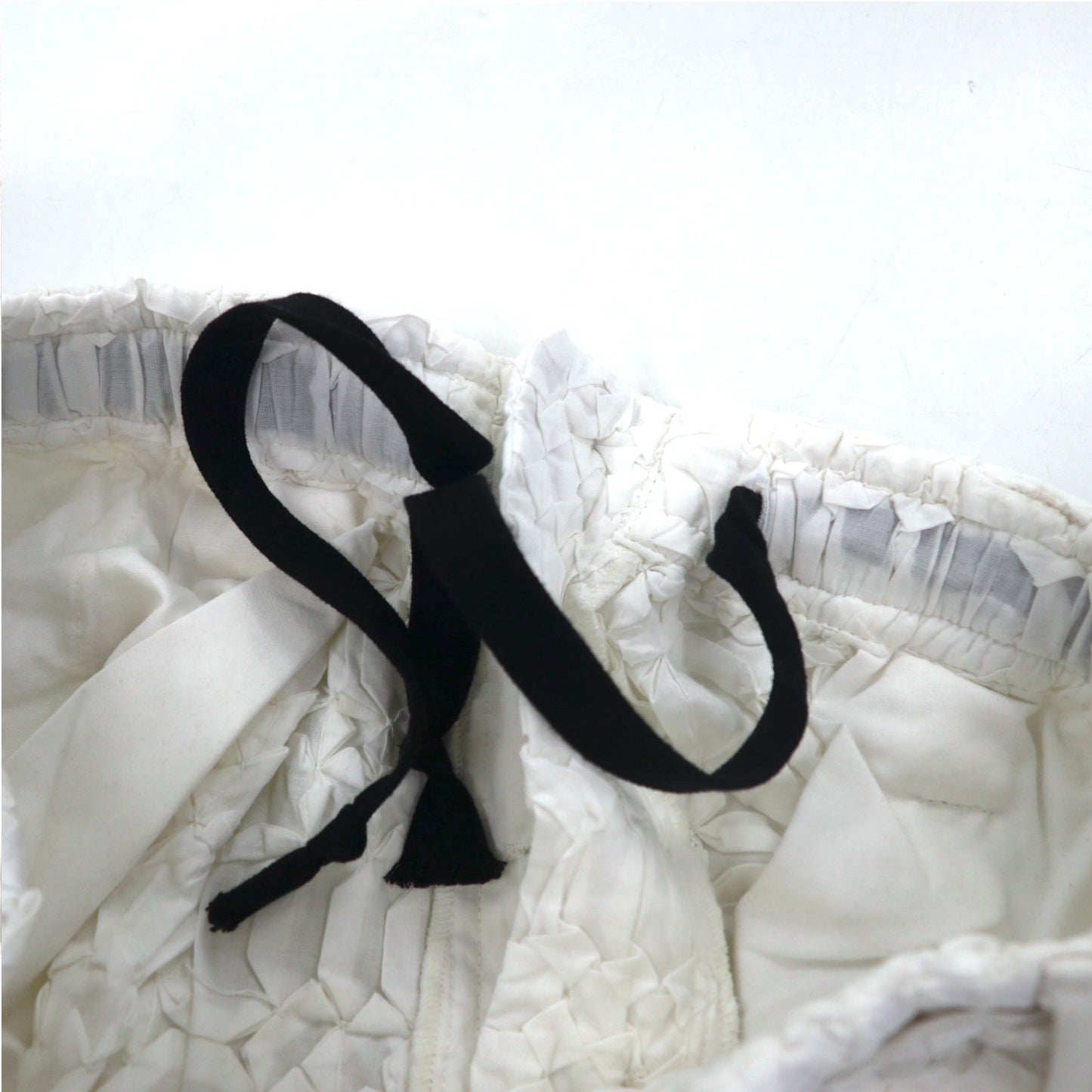 Leh 24AW コットンスモーキング Smocking One Tuck Slacks ペインターパンツ M ホワイト 刺繍 1033