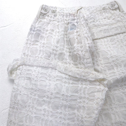 Leh 24AW コットンスモーキング Smocking One Tuck Slacks ペインターパンツ M ホワイト 刺繍 1033