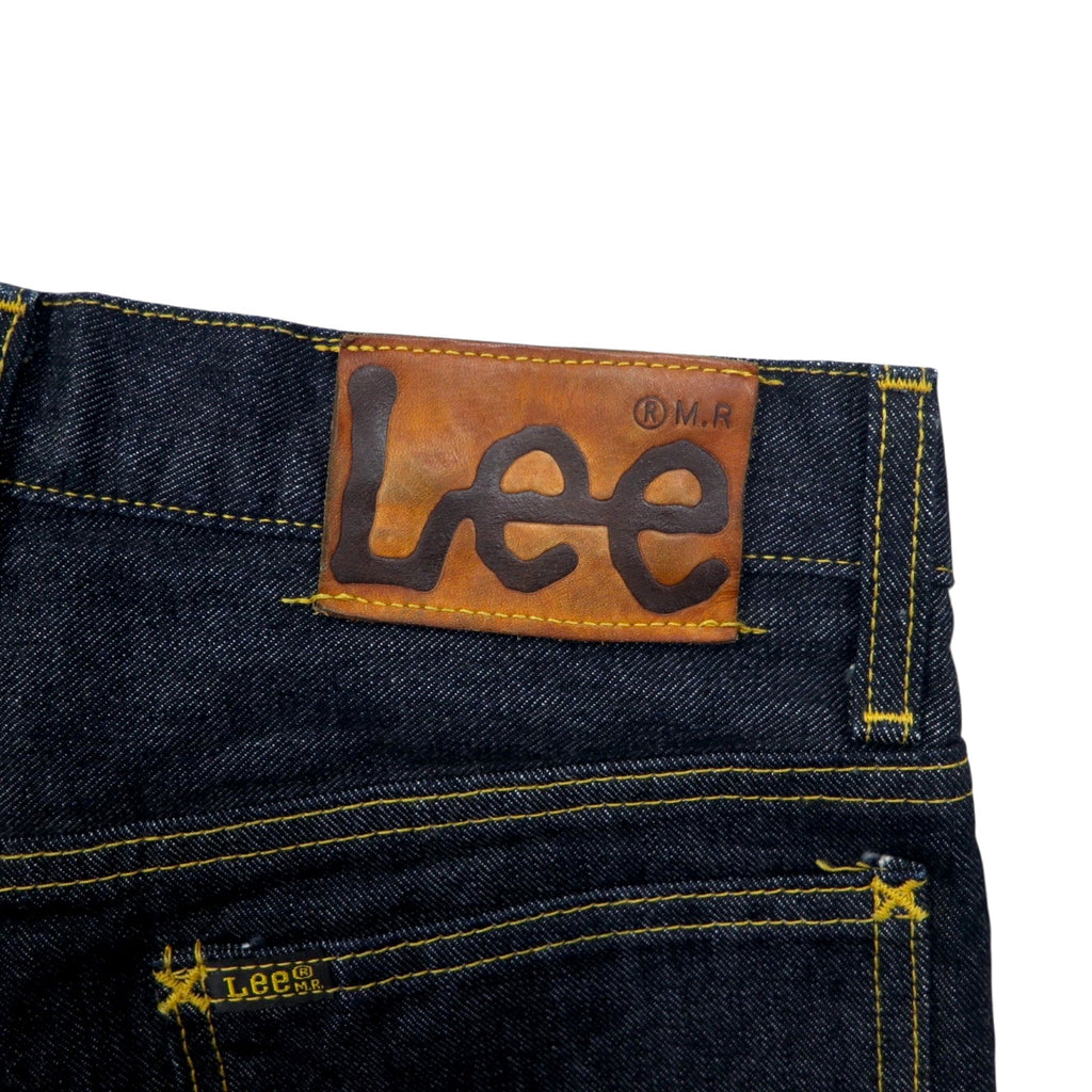 Lee RIDERS Bootcut Rigid Denim Pants S Indigo Blue Zipper Fly Leather Patch