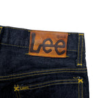 Lee RIDERS Bootcut Rigid Denim Pants S Indigo Blue Zipper Fly Leather Patch