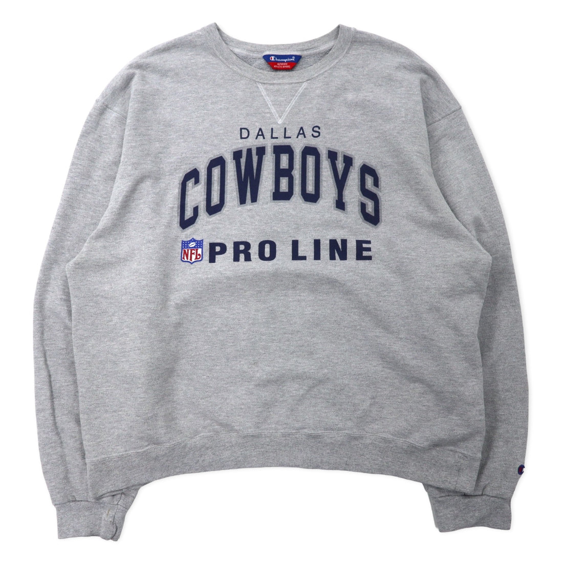 日本然リトテ-古着オンライン-Champion フットボール プリント スウェット XL グレー コットン NFL DALLAS COWBOYS 前V ビッグサイズ-Champion Football Print Sweatshirt XL Gray Cotton NFL DALLAS COWBOYS Former V Big Size