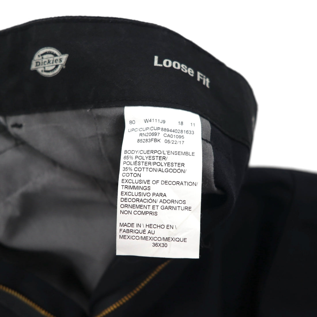 Dickies ルーズフィット LOOSE FIT ダブルニー ワークパンツ チノパンツ L ブラック 85283FBK メキシコ製