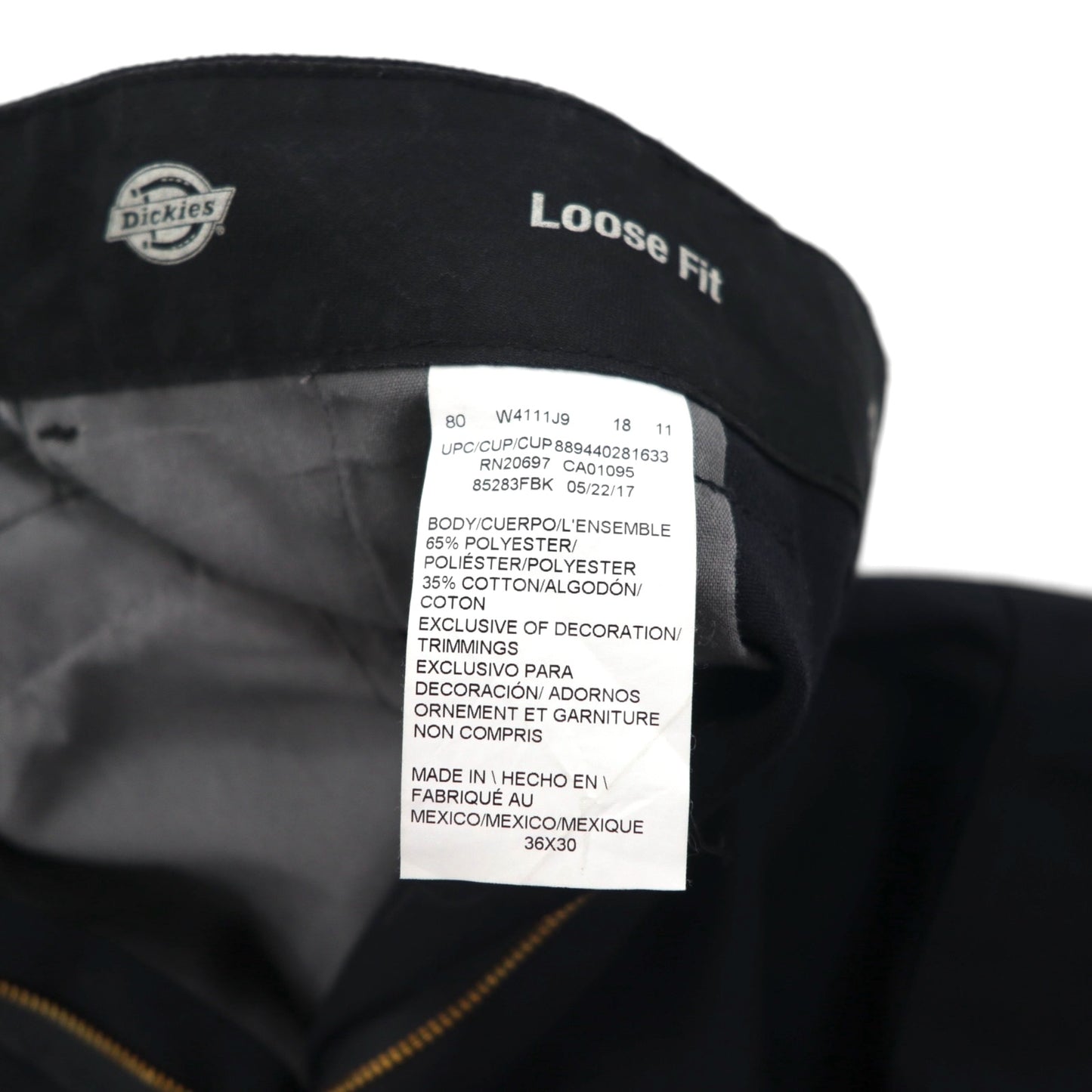 Dickies ルーズフィット LOOSE FIT ダブルニー ワークパンツ チノパンツ L ブラック 85283FBK メキシコ製