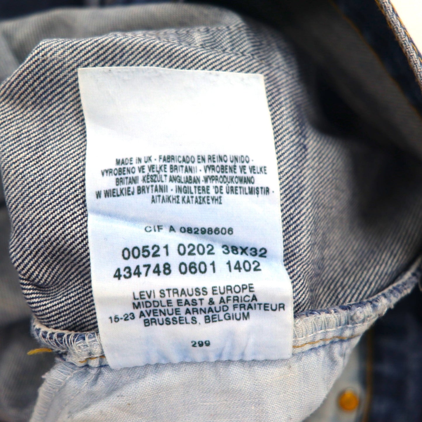 Levi's 00s Made in England 521 Euro Model Denim Jeans, Size L, Indigo, 00521 0202