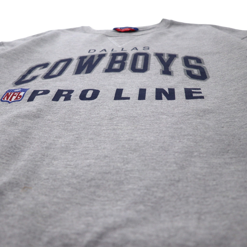 Champion Football Print Sweatshirt XL Grey Cotton NFL DALLAS COWBOYS Front V Big Size