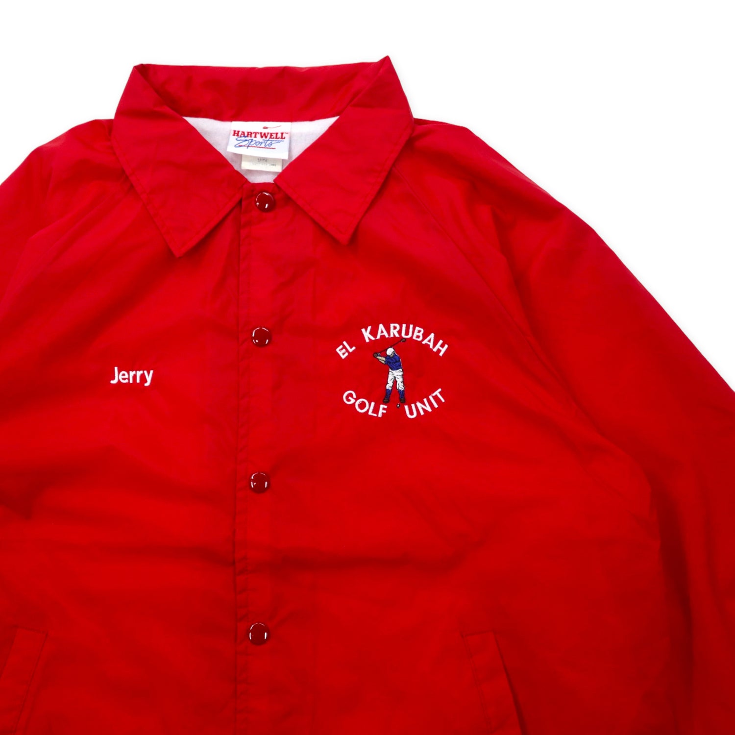 HARTWELL USA MADE 90s Coach jacket L Red Nylon EL KARUBAH Embroidery