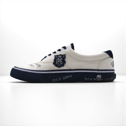 Ralph Lauren low-top sneakers, size 25.5cm, canvas, THORTON III-NE, skull patch, 01087 J18
