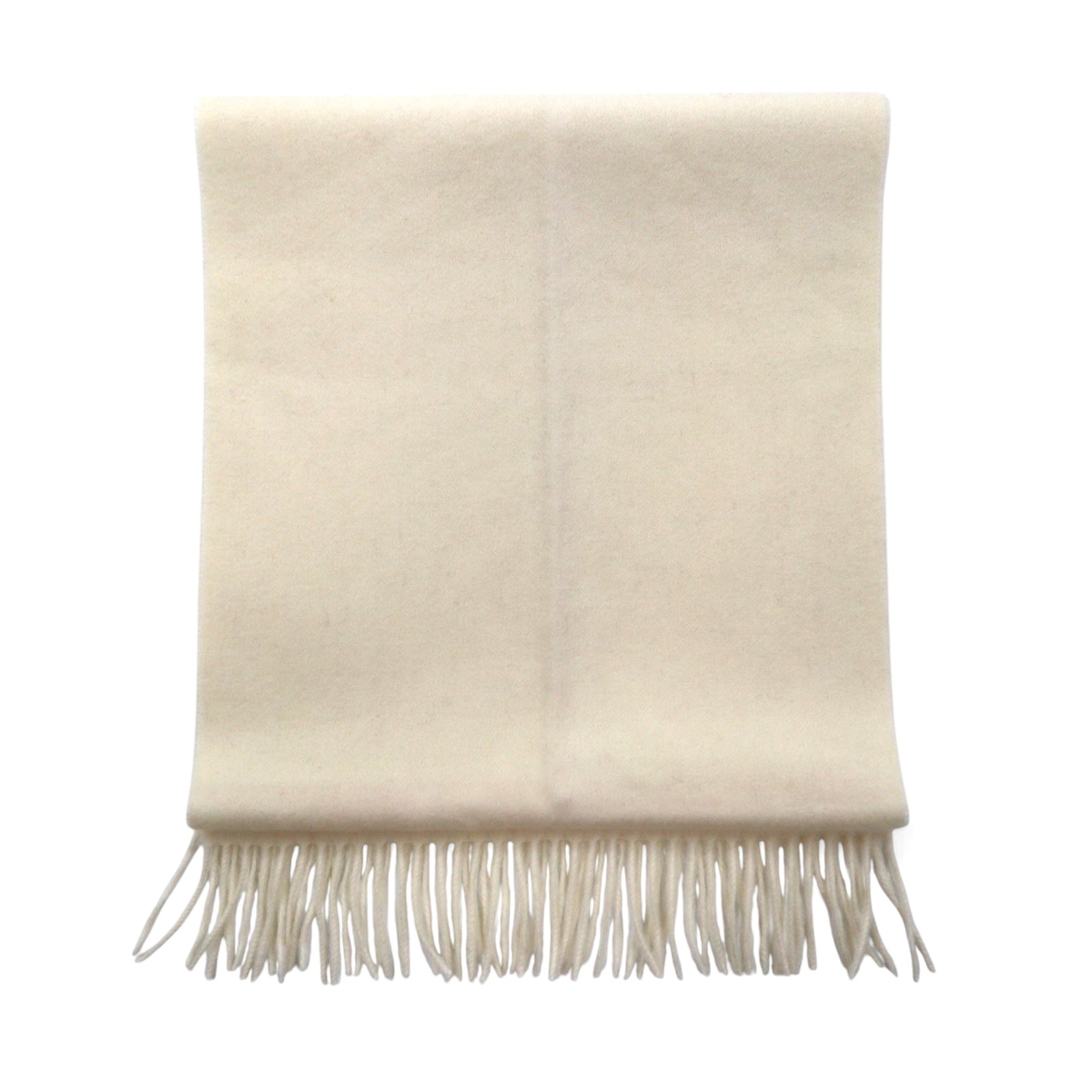 Mila Schon Old Cashmere Blend Scarf White Wool Logo Embroidery