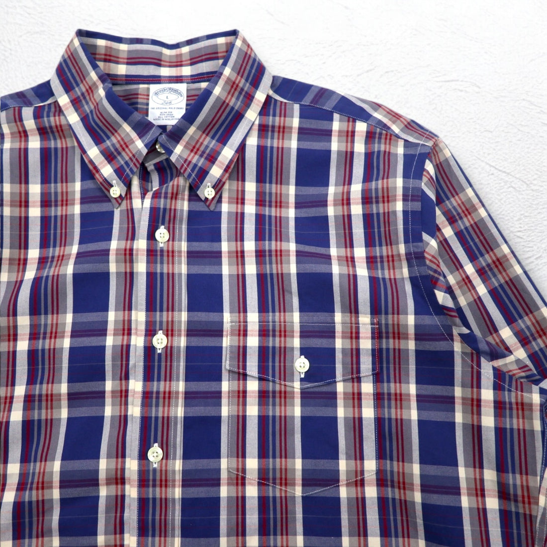 Brooks Brothers 346 Button Down Shirt L Multicolor Chest Pocket THE ORIGINAL POLO SHIRT