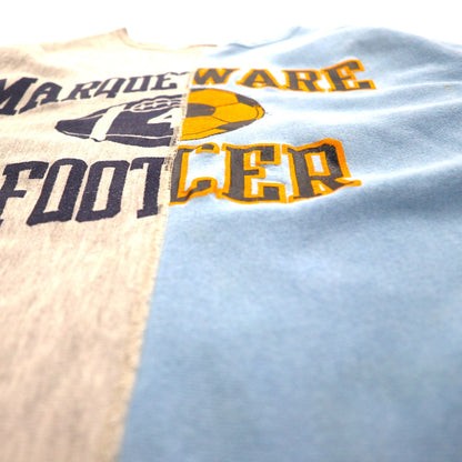 BOWWOW リメイク 再構築 リバースウィーブ カットオフ スウェット L ブルー グレー カレッジ プリント