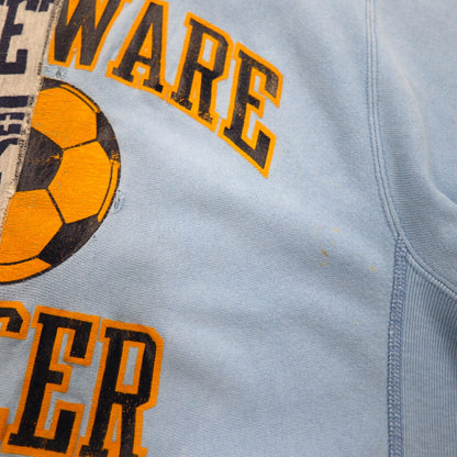 BOWWOW リメイク 再構築 リバースウィーブ カットオフ スウェット L ブルー グレー カレッジ プリント