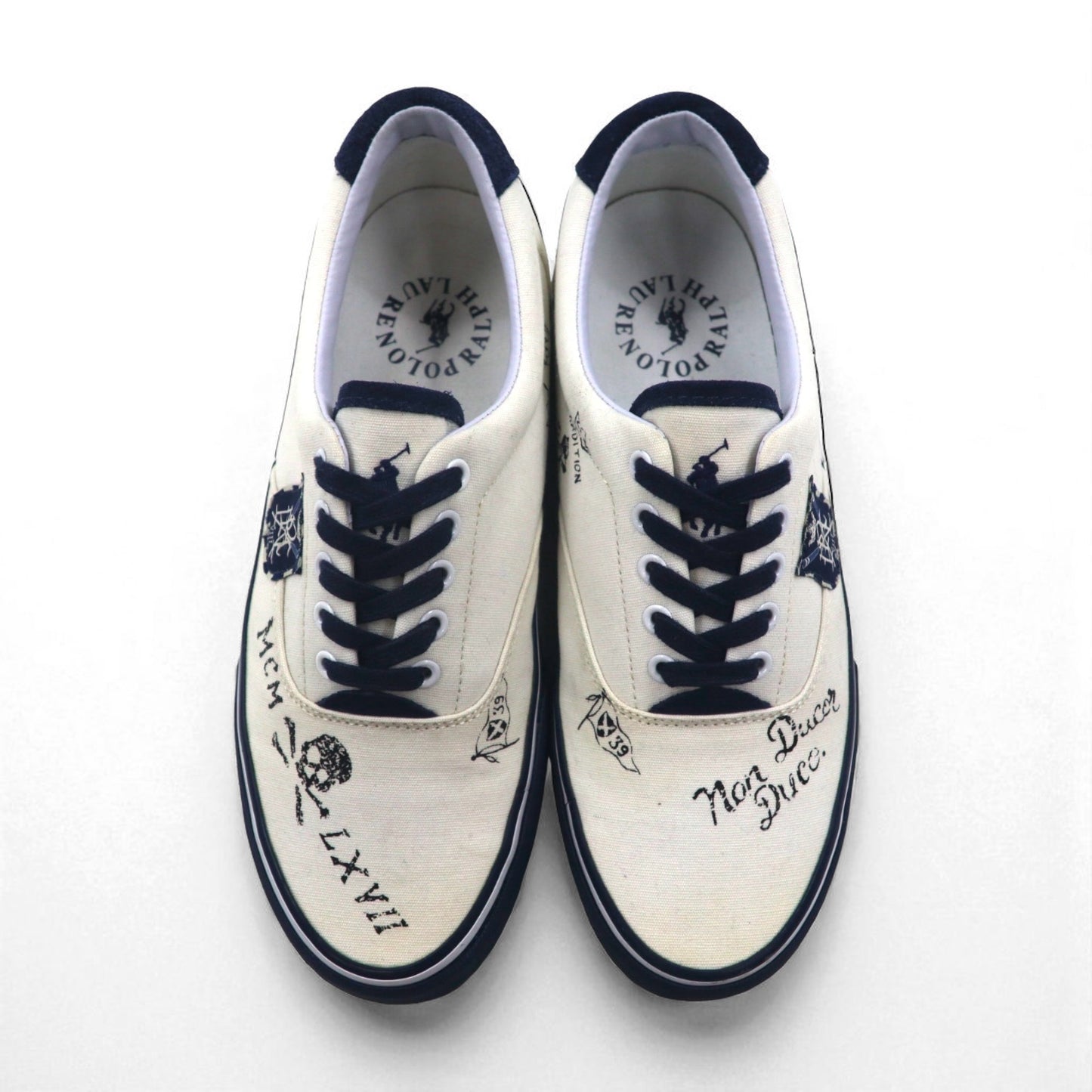 Ralph Lauren low-top sneakers, size 25.5cm, canvas, THORTON III-NE, skull patch, 01087 J18