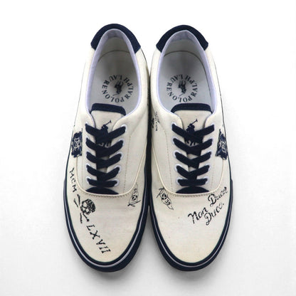 Ralph Lauren low-top sneakers, size 25.5cm, canvas, THORTON III-NE, skull patch, 01087 J18